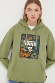 Кофта Vans жіноча колір зелений з капюшоном з принтом