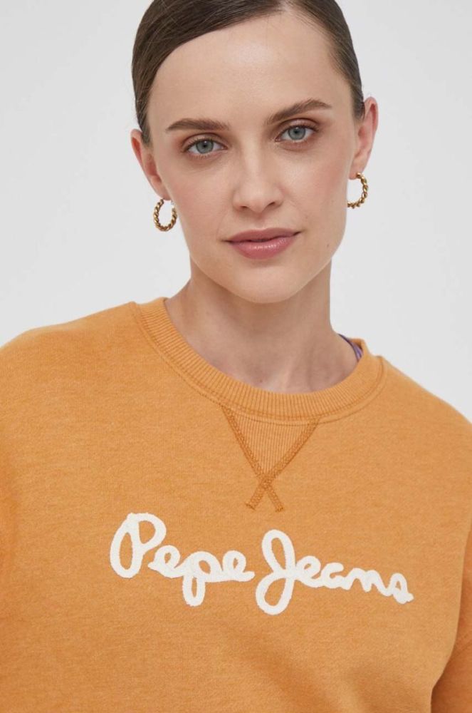 Кофта Pepe Jeans жіноча колір помаранчевий з аплікацією фото 4