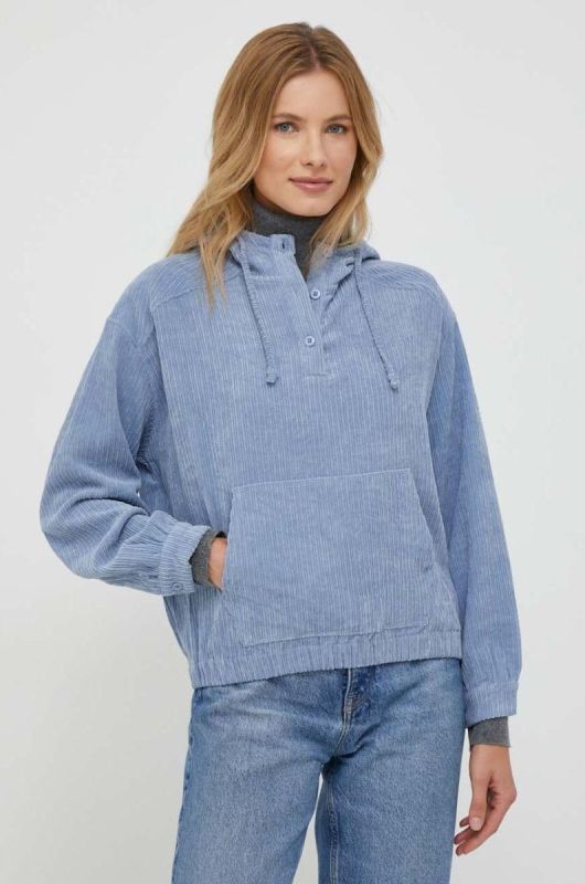 Кофта Pepe Jeans жіноча з капюшоном однотонна колір блакитний