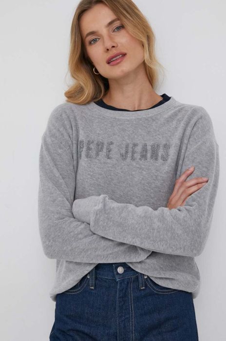 Кофта Pepe Jeans Cacey жіноча колір сірий з аплікацією