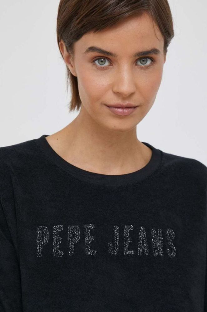 Кофта Pepe Jeans жіноча колір чорний з аплікацією фото 4