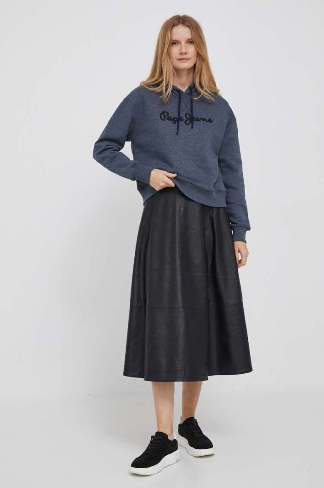 Кофта Pepe Jeans Nanette жіноча колір синій з капюшоном з аплікацією фото 2