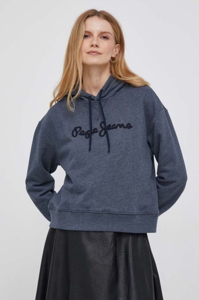 Кофта Pepe Jeans Nanette жіноча колір синій з капюшоном з аплікацією фото 5