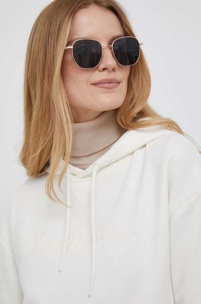 Кофта Pepe Jeans Nanette жіноча колір бежевий з капюшоном з аплікацією фото 5
