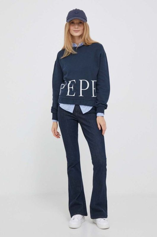 Бавовняна кофта Pepe Jeans Victoria жіноча колір синій з принтом фото 2