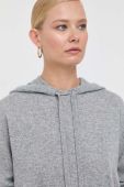 Шерстяна кофта Max Mara Leisure колір сірий з капюшоном меланж