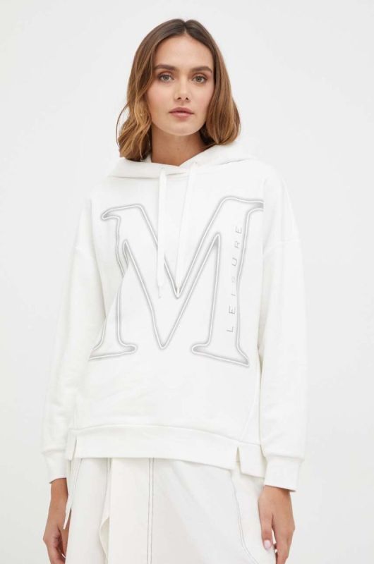 Кофта Max Mara Leisure жіноча колір бежевий з капюшоном з принтом
