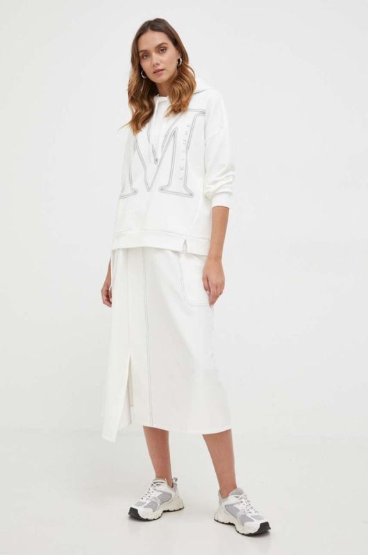 Кофта Max Mara Leisure жіноча колір бежевий з капюшоном з принтом фото 2
