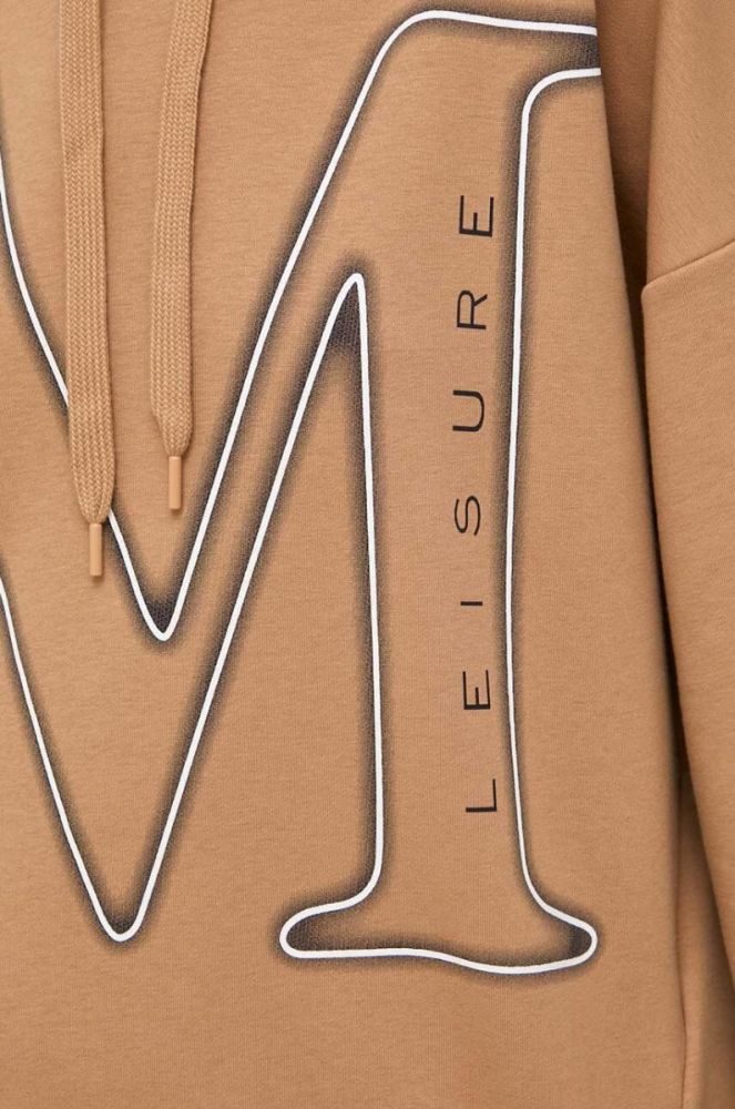 Кофта Max Mara Leisure жіноча колір коричневий з капюшоном з принтом фото 5