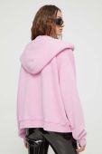 Бавовняна кофта Moschino Jeans жіноча колір рожевий з капюшоном однотонна