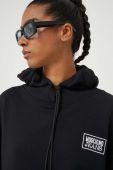 Бавовняна кофта Moschino Jeans жіноча колір чорний з капюшоном однотонна (3402883)