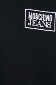 Бавовняна кофта Moschino Jeans жіноча колір чорний з капюшоном однотонна (3402883)