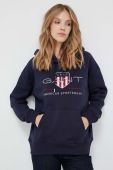 Кофта Gant жіноча колір синій з капюшоном з аплікацією