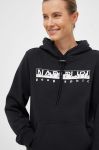 Кофта Napapijri жіноча колір чорний з капюшоном з принтом