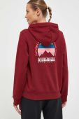 Кофта Napapijri жіноча колір бордовий з капюшоном однотонна