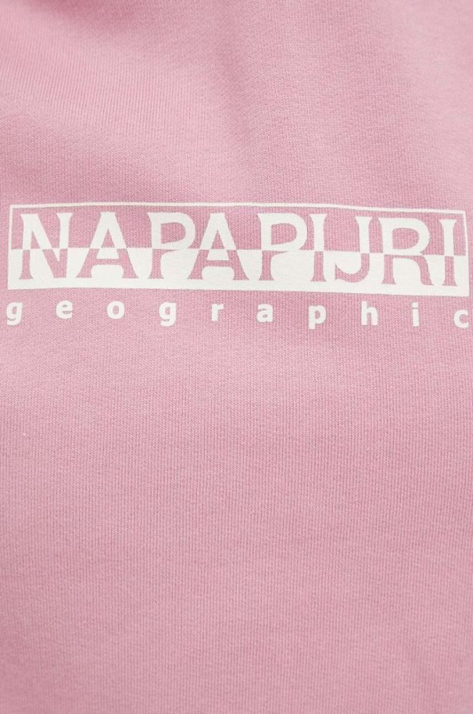 Кофта Napapijri жіноча колір рожевий з капюшоном з принтом фото 5