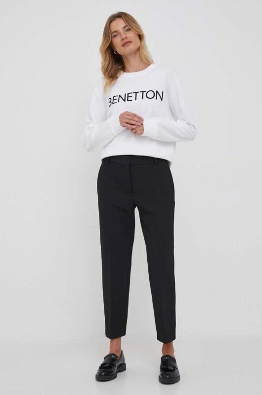 Бавовняна кофта United Colors of Benetton жіноча колір білий з принтом (3522927) фото 2