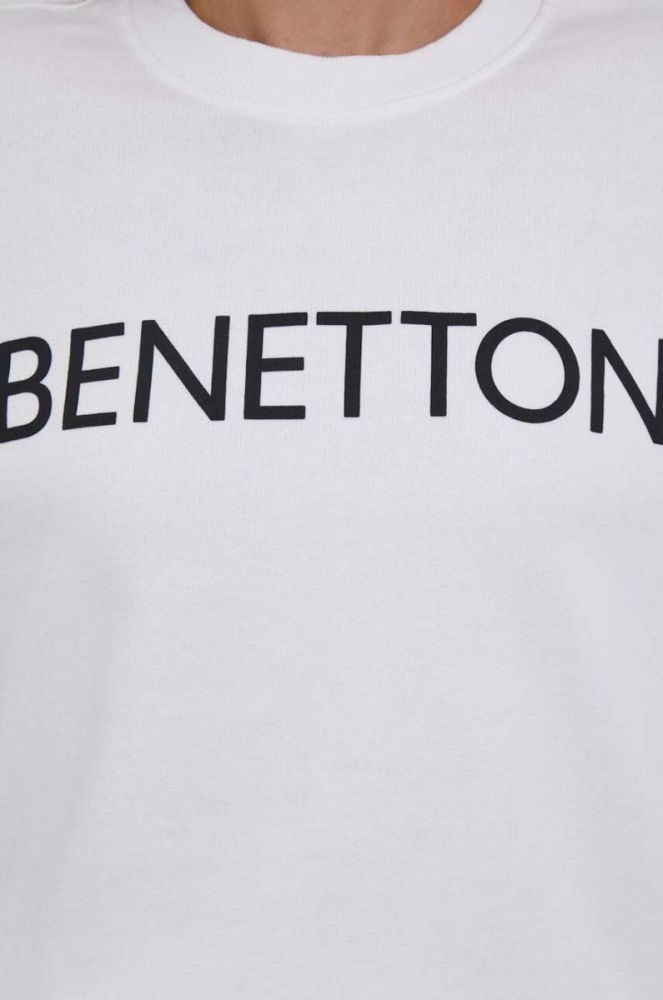 Бавовняна кофта United Colors of Benetton жіноча колір білий з принтом (3522927) фото 5