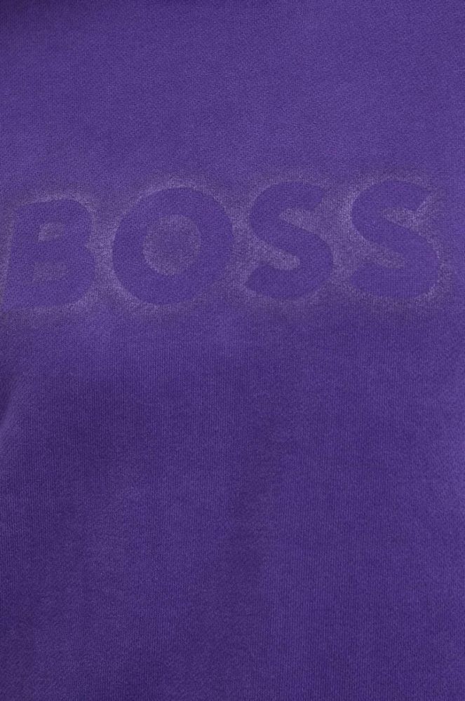 Бавовняна кофта Boss Orange BOSS ORANGE жіноча колір фіолетовий з капюшоном з принтом фото 5