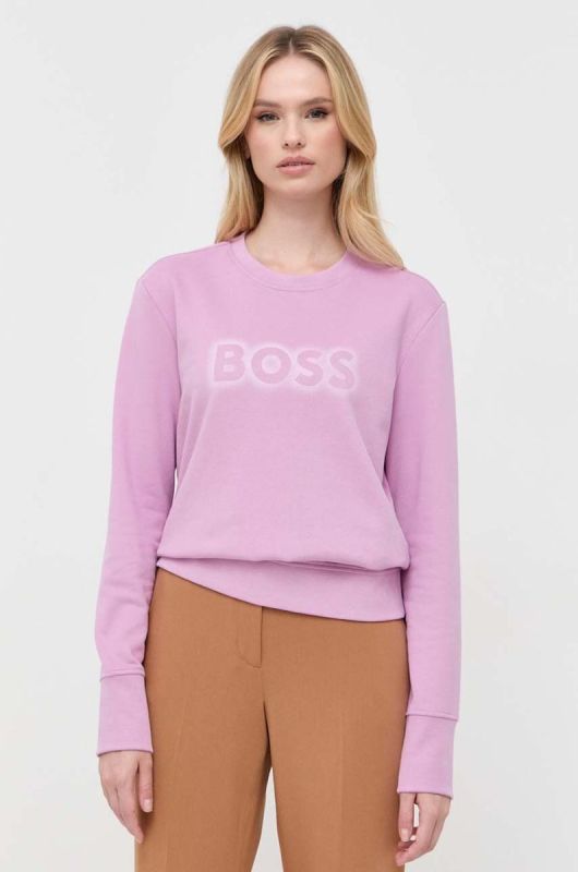 Бавовняна кофта Boss Orange BOSS ORANGE жіноча колір рожевий з принтом