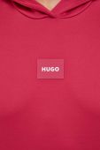 Кофта лаунж HUGO колір рожевий з капюшоном однотонна