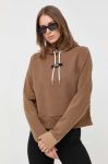 Кофта BOSS x Alica Schmidt жіноча колір коричневий з капюшоном з аплікацією