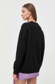 Бавовняна кофта Pinko жіноча колір чорний з капюшоном з принтом (3441528)