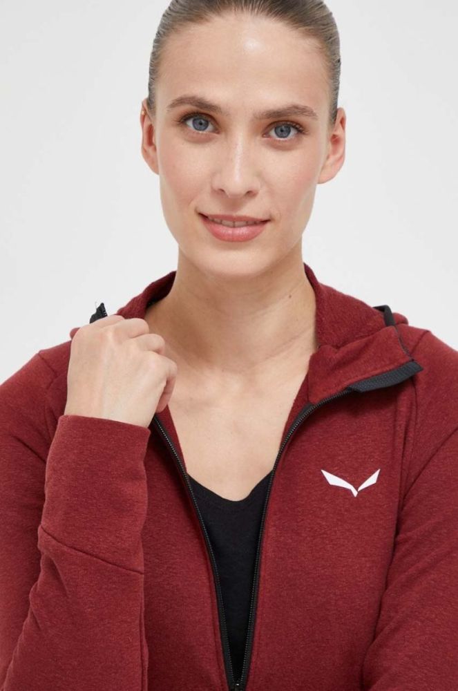 Спортивна кофта Salewa Lavaredo Hemp Hooded колір бордовий з капюшоном однотонна фото 4