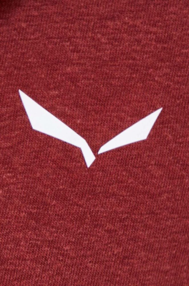 Спортивна кофта Salewa Lavaredo Hemp Hooded колір бордовий з капюшоном однотонна фото 5