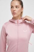 Спортивна кофта Salewa Puez Polarlite колір рожевий з капюшоном однотонна