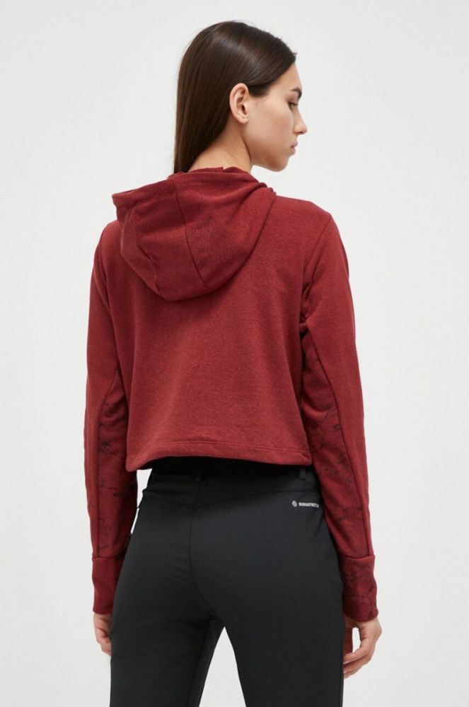 Спортивна кофта Salewa Lavaredo Hemp колір бордовий з капюшоном з принтом фото 3