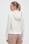 Кофта Guess жіноча колір бежевий з капюшоном візерунок