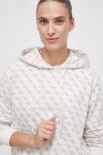 Кофта Guess жіноча колір бежевий з капюшоном візерунок