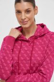 Кофта Guess жіноча колір рожевий з капюшоном візерунок