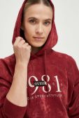 Кофта Guess жіноча колір червоний з капюшоном з принтом (3545758)