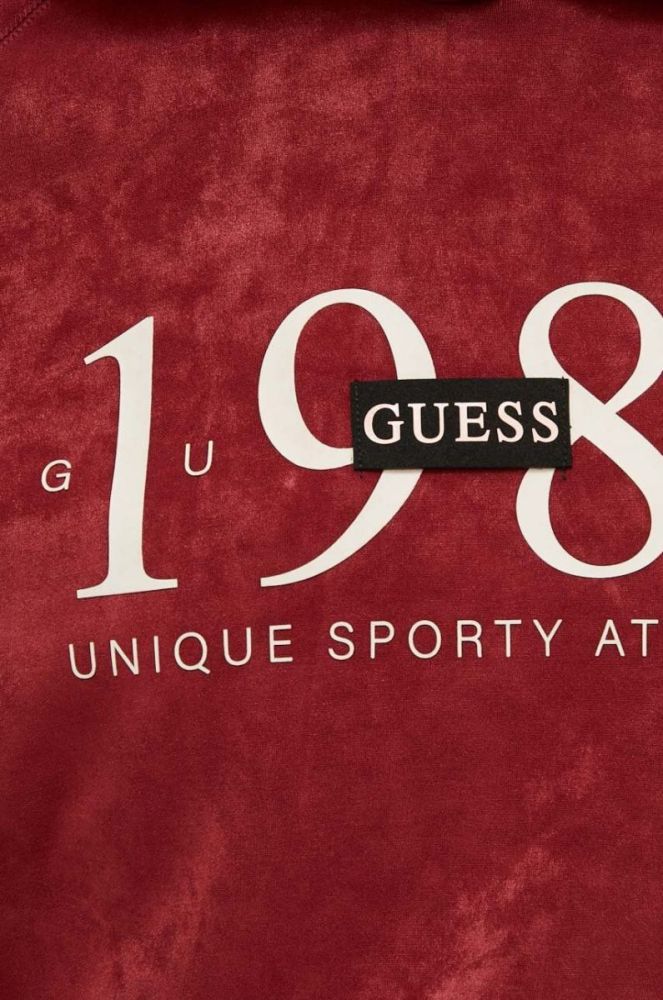 Кофта Guess жіноча колір червоний з капюшоном з принтом (3545758) фото 5