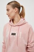 Кофта Guess жіноча колір рожевий з капюшоном з принтом (3545762)