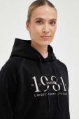 Кофта Guess жіноча колір чорний з капюшоном з принтом (3545768)