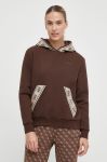 Кофта Guess жіноча колір коричневий з капюшоном з принтом (3545778) Кофта Guess жіноча колір коричневий з капюшоном з принтом (3545778)