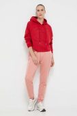 Кофта Guess жіноча колір червоний з капюшоном з аплікацією