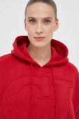 Кофта Guess жіноча колір червоний з капюшоном з аплікацією