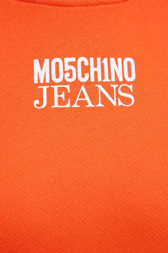 Бавовняна кофта Moschino Jeans жіноча колір помаранчевий з принтом фото 5