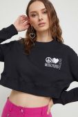 Бавовняна кофта Moschino Jeans жіноча колір чорний з аплікацією