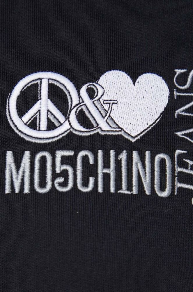 Бавовняна кофта Moschino Jeans жіноча колір чорний з аплікацією фото 5