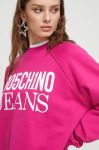 Бавовняна кофта Moschino Jeans жіноча колір рожевий з принтом Бавовняна кофта Moschino Jeans жіноча колір рожевий з принтом