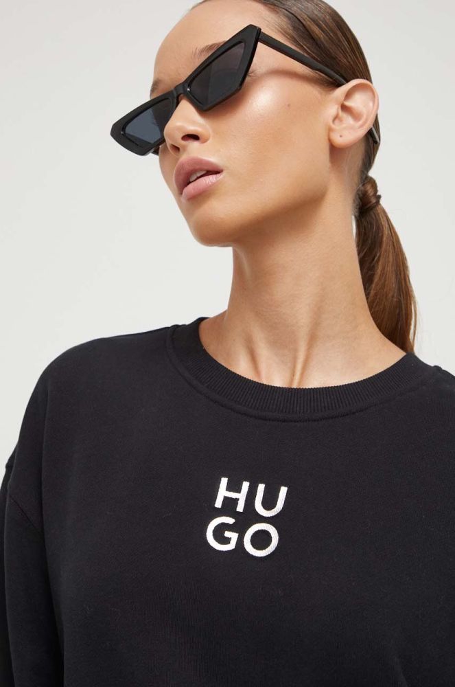 Бавовняна кофта HUGO жіноча колір чорний однотонна (3506490)