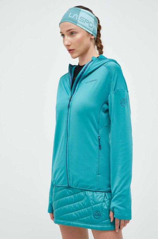 Спортивна кофта LA Sportiva Upendo Hoody колір зелений з капюшоном однотонна