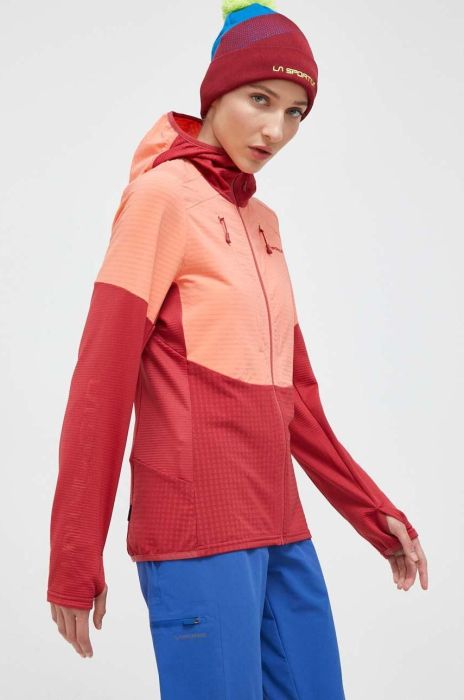 Спортивна кофта LA Sportiva Session Tech Hoody колір червоний з капюшоном візерунок