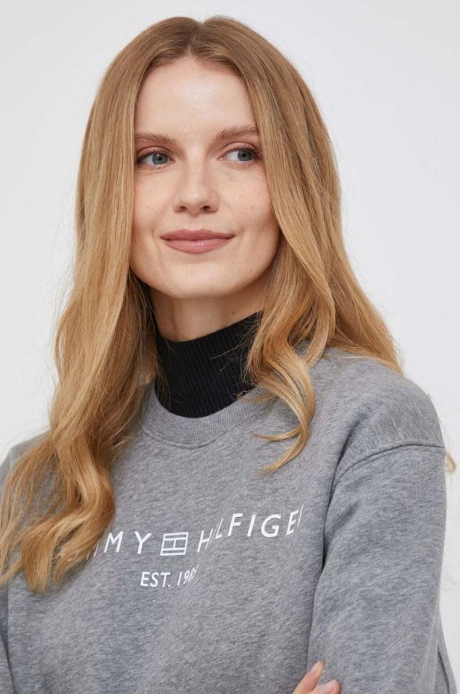 Кофта Tommy Hilfiger жіноча колір сірий з принтом фото 4