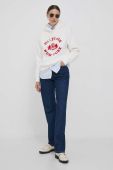 Кофта Tommy Hilfiger жіноча колір бежевий з капюшоном з принтом